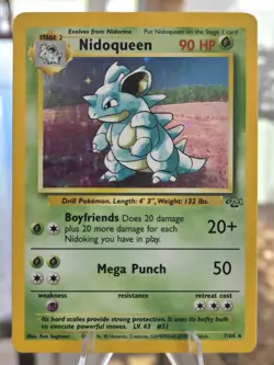 Pokemon TCG Nidoqueen Jungle Holo Card 7/64 Unlimited Rare MODERATE PLAY Wotc - Image 1