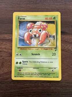 Paras - 85/130 - Base Set 2 - Vintage WOTC era Pokemon Card - Image 1