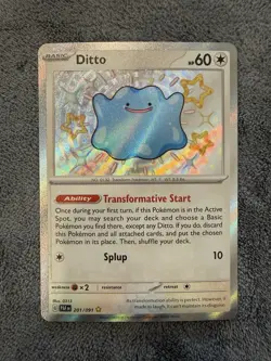 Ditto Shiny Rare Holo Card Sv: Paldean Fates 201/091 NM Condition - Image 1