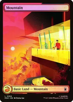 MTG Mountain Foil Full Art MSH 284 NM Basic Land Marvel Red Mana Ships Now TCG - Image 1