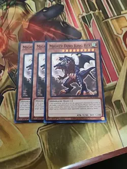 3X Mighty Dino King Rex - DUNE-EN008 - Super Rare - 1st Ed NM Yugioh - Image 1