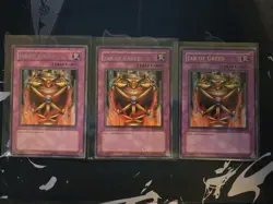 YUGIOH 3X JAR OF GREED DB1-EN242 RARE UNLIMITED ED NM - Image 1