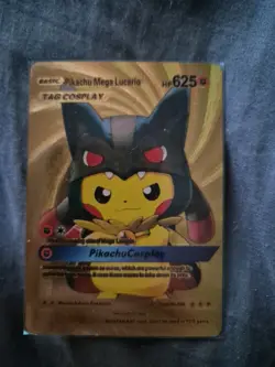 Pokemon Pikachu Mega Lucario. Cosplay Card Fan Art Gold 009 650HP - Image 1