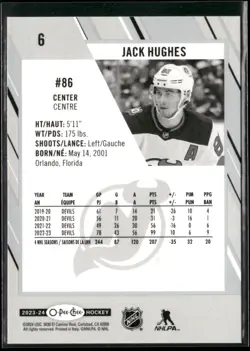 2023-24 O-Pee-Chee Jack Hughes #6 New Jersey Devils - Image 2