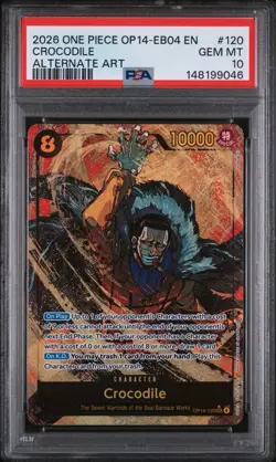 2026 One Piece Crocodile OP14-120 Alternate Art English Foil PSA 10 - Image 1