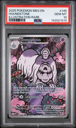 2025 POKEMON MEG EN-MEGA EVOLUTION ILLUSTRATION RARE #145 HOUNDSTONE PSA 10 - Image 1