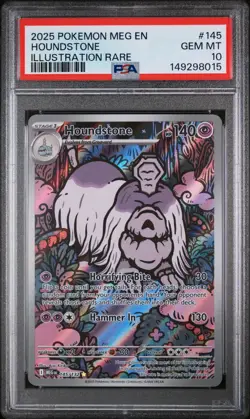 2025 Pokemon Meg En-Mega Evolution #145 Houndstone Illustration Rare PSA 10 - Image 1
