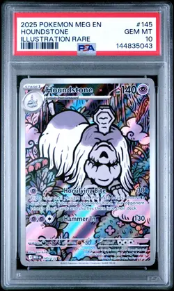 2025 POKEMON MEG EN-MEGA EVOLUTION ILLUSTRATION RARE #145 HOUNDSTONE PSA 10 - Image 1