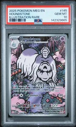 2025 Pokemon Meg En-Mega Evolution #145 Houndstone Illustration Rare PSA 10 - Image 1