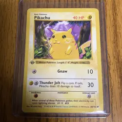 1999 Pokemon Base Set Shadowless 1st Edition Yellow Cheeks Pikachu 58/102 - LP - Image 1