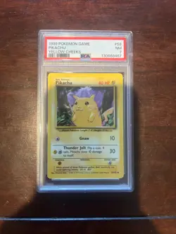 1999 POKEMON BASE SET UNLIMITED YELLOW CHEEKS #58 PIKACHU PSA 7 - Image 1