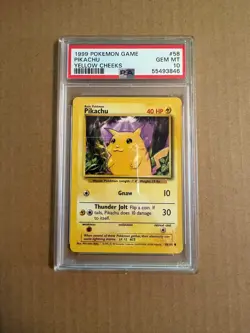 1999 Pokemon Base Set Pikachu Yellow Cheeks #58 PSA 10 - Image 1