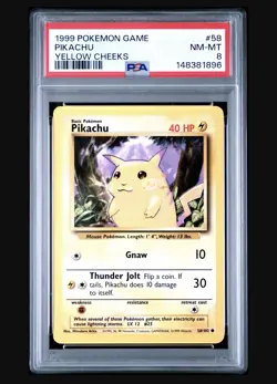 Pokemon TCG Base Set 1999 Pikachu Yellow Cheeks #58 PSA 8 Common Regular - Image 1