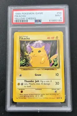 1999 Pokemon Base Set Pikachu #58 Yellow Cheeks PSA 9 Mint - Image 1