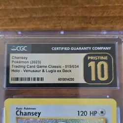 CGC Pristine 10 Chansey 015/034 Trading Card Game Classic Holo 2023 English - Image 2