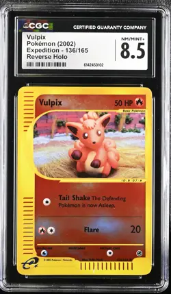 CGC 8.5 NM/MINT+ Vulpix 136/165 Expedition Reverse Holo Pokemon Card - Image 1