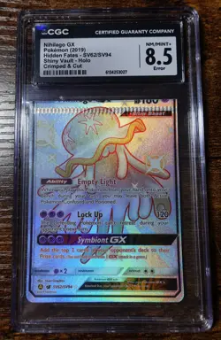 Nihilego GX SV62/SV94 CGC 8. 5 Crimped & Cut Error Hidden Fates Pokemon Card - Image 1