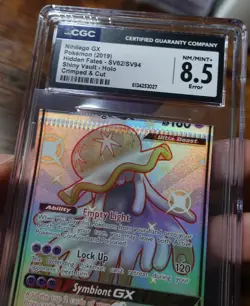 Nihilego GX SV62/SV94 CGC 8. 5 Crimped & Cut Error Hidden Fates Pokemon Card - Image 3