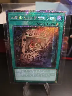 Yugioh TCG WANTED: Seeker of Sinful Spoils (Platinum Secret Rare) RA03-EN074 NM - Image 1