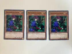 Yugioh - Magician of Faith x 3 - 1st Edition NM - Plus Free Holographic Card - A - Image 1