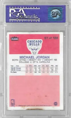 1986 FLEER #57 MICHAEL JORDAN PSA 2 - CHICAGO BULLS - Image 2