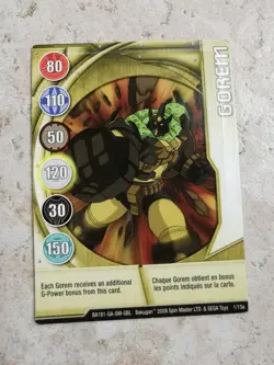 Bakugan Battle Brawlers Spin Master 2008 BA182 Card Gorem - Image 1