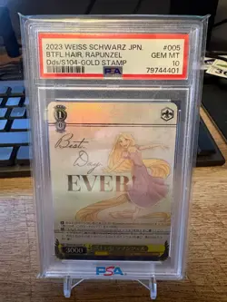 2023 WEISS SCHWARZ JPN DISNEY100 GOLD STAMP #005 BEAUTIFUL HAIR, RAPUNZEL PSA 10 - Image 1