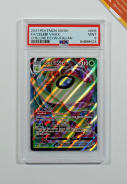 Pokemon PSA 9 Celebi VMAX #008 Regno Glaciale 2021 Italiano - Image 1