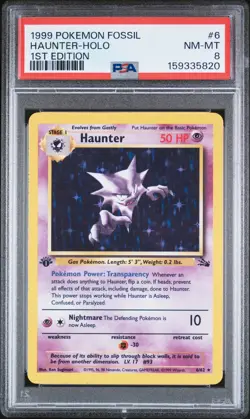1999 POKEMON FOSSIL 1ST EDITION #6 HAUNTER-HOLO PSA 8 - Image 1
