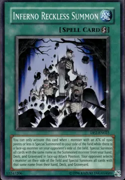 Inferno Reckless Summon - Super Rare DP2-EN025 - MP - YuGiOh - Image 1