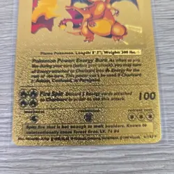 Pokemon Charizard Gold Foil Fan Art Textured Card 1999 04/102 HP120 W/HOLDER - Image 3