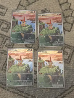Pokemon Victini Illustration Rare Jumbo Promo SVP208 Card Lot X4 - Image 1