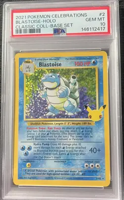 2021 POKEMON CELEBRATIONS BLASTOISE HOLO 2/102 CLASSIC COLLECTION BASE PSA 10 - Image 1
