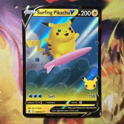 Surfing Pikachu V -008/025 Pokemon 25 Celebrations Ultra Rare NM - Image 1