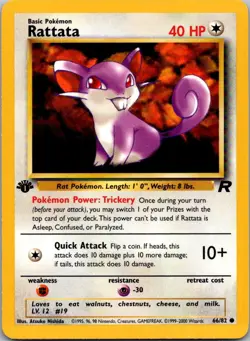 Rattata 66/82 Common Team Rocket Pokemon 1st Edition Near Mint - Image 1