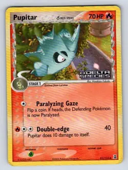 Pupitar 51/113 Uncommon Delta Species Pokemon Reverse Holo Damaged - Image 1