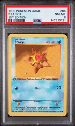 1999 POKEMON BASE SET 1ST EDITION #65 STARYU PSA 8 - Image 1