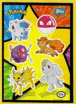 1999 Topps Pokemon The Movie Sticker/Puzzle Machop Jolteon Blue Topps Logo EX+ - Image 1