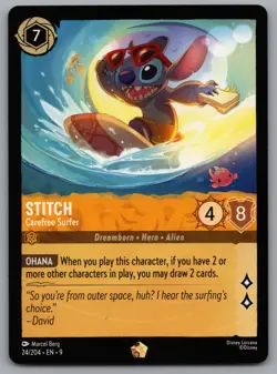 Disney Lorcana TCG Stitch - Carefree Surfer Legendary 9 24/204 NM - Image 1