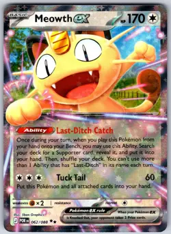 Pokemon TCG ME03: Perfect Order Meowth ex 062/088 Holo NM - Image 1