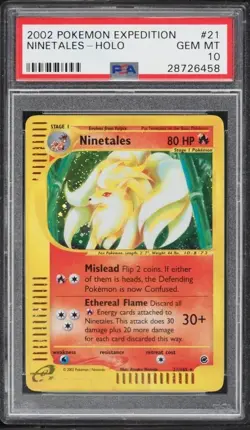 2002 POKEMON EXPEDITION NINETALES HOLO #21 PSA 10 Gem Mint - Image 1