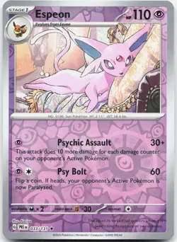Espeon 033/131 Holo Rare Prismatic Evolutions Pokemon Holo Near Mint - Image 1