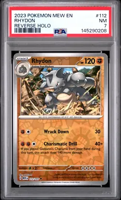 2023 POKEMON MEW EN-151 REVERSE HOLO #112 RHYDON PSA 7 - Image 1