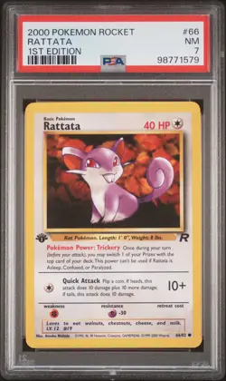 2000 POKEMON ROCKET 1ST EDITION #66 RATTATA PSA 7 - Image 1