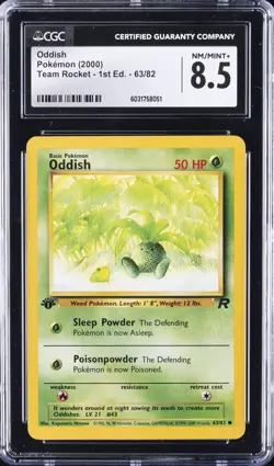 2000 POKEMON TEAM ROCKET - 1ST ED. #63/82 ODDISH CGC 8.5 - Image 1