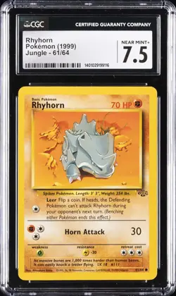 1999 POKEMON JUNGLE #61 RHYHORN CGC 7.5 - Image 1