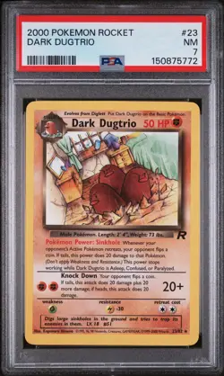 2000 POKEMON ROCKET #23 DARK DUGTRIO PSA 7 - Image 1