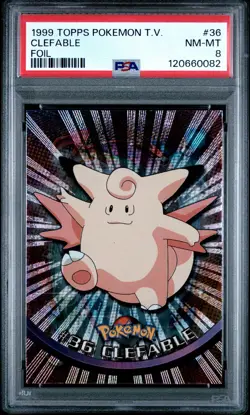 1999 TOPPS POKEMON TV FOIL #36 CLEFABLE PSA 8 - Image 1