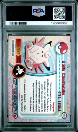 1999 TOPPS POKEMON TV FOIL #36 CLEFABLE PSA 8 - Image 2