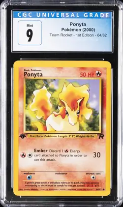 2000 POKEMON ROCKET 1ST EDITION #64 PONYTA CGC 9 - Image 1